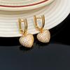 Aretes de Argolla Cuadrados de Lujo Ligero Retro Francés Gota de Agua Estrella Amor Circonia Diseño Nicho Femenino Aretes de Alta Gama
