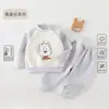 Conjunto de Moletom de Seda para Meninos e Meninas Outono e Inverno Veludo Espessado Roupas Infantis Conjunto de Duas Peças para Bebês Roupas para Bebês e Crianças Anyang