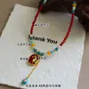 Retro Exquisito Versátil Doble Cara Goteo de Aceite Caballo Piedra Natural Con Cuentas Collar para Mujer Lujo Accesible Nicho Alta Gama Cadena para Clavícula