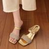 Sandalias de Punta Abierta y Pantuflas para Mujer con Pedrería Ropa Exterior Pantuflas de Una y Media Verano 2025 Nueva Moda Combinan con Todo Tacón de Aguja Tacones Altos