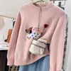 Suéter de Punto Bordado de Color Sólido para Mujer Otoño e Invierno 2025 Tejido de Punto Suave y Ceroso Súper Bonito Estilo Suave Estilo Coreano
