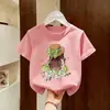 Camiseta de Verano Moderna para Niñas Pequeñas, Nueva Moda de Manga Corta Estilo Dibujos Animados Linda, Camiseta Estampada de Algodón Puro T2026