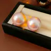 Pendientes Redondos Sencillos de Perla Aguja Plateada de Moda Versátiles para Viajes al Trabajo Pendientes Retro de Nicho Pendientes de Alto Temperamento para Mujer