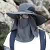 Chapéu de Sol Camuflado Masculino com Protetor Facial e de Pescoço Removíveis, Chapéu de Sol para Pesca, Chapéu de Pescador Solar para Exterior