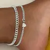 Amazon Comércio Exterior Tornozeleira de Zircônia Coração Nova Tendência da Moda Personalidade Versátil Diária Camada Dupla Aço Inoxidável Joia para Pé