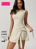 Nuevo Vestido Deportivo de Dos Piezas Transfronterizo Elegante Anti-Exposición Ajustado, Vestido de Yoga Casual Adelgazante para Fitness sin Espalda