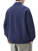 Roupas Masculinas Fengshe / Novo Outono-Inverno Japonês Retro Tricô Jeans Masculino Gola Reversível Manga Longa Desgastado Lavado Modelagem Solta Moletom