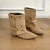 Hebilla de cinturón retro estilo páramo botines de tacón grueso para mujer, nuevo lanzamiento otoño 2026 moda versátil botas de media caña de suela blanda