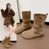Botas Retro Versátiles de Plataforma Gruesa que Aumentan la Altura para Mujer 2025 Nuevo Otoño e Invierno con Faldas Look Adelgazante Dos Formas de Usar Botines Birkenstock