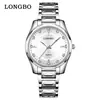 LONGBO Dragon Wave Relógio de Casal para Negócios Escala com Pedras Preciosas Pulseira de Aço Impermeável Quartzo Par de Relógios Masculino e Feminino Presente Relógio de Pulso