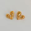 Pendientes Versátiles de Corazón Hueco Dazan Geométricos de Lava Chapados en Oro de 18K Pendientes de Botón Ootd de Corazón Melocotón con Relieve Pendientes Simétricos