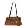 Bolso de axila tipo baguette de gamuza retro Melard para mujer, nueva colección otoño/invierno 2026, con hebilla de cinturón, de mano y de hombro para el día a día