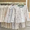 Conjunto de ropa interior térmica de otoño e invierno para niños, algodón puro, para niños y niñas, incluye camisetas de manga larga y pantalones largos, adecuado para usar en casa y como pijama