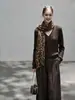 Nuevo Estilo Otoñal Retro Elegante Cardigan Holgado de Punto Trenzado con Cuello y Bufanda Conjunto de Dos Piezas para Mujer