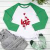 Camiseta Raglán de Manga Larga para Hombre y Mujer de San Valentín Talla Grande Suministro Estampado de Globo LOVE Top Europeo y Americano Otoño Venta Directa