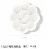 Paleta de tinta pequena transfronteiriça, plástico branco, para pintura artística, aquarela e guache, paleta descartável em formato de flor de ameixa