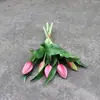 Mini pegamento suave 5 capullos de tulipán PU modelo para el hogar decoración de habitación fotografía fábrica flor de simulación tacto hidratante