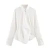 Camisa Aberta na Frente Irregular de Manga Longa Feminina U Estilo Europeu e Americano Transfronteiriço 2026 Nova Moda Elegante Atacado Amazon