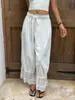 Ropa francesa para mujer de Europa y América, superventas transfronteriza de Amazon: pantalones largos holgados de encaje texturizado vintage casual con retazos