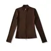 Ap25651-25 Nuevo Estilo de Invierno Estilo Europeo y Americano Casual Cepillado Cuello Alto Manga Larga Ajustado Cremallera Cárdigan Chaqueta Corta