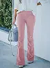 Pantalones de pana acampanados de cintura alta ajustados de color liso para mujer, con cintura elástica, de moda casual, para la primavera y el otoño 2026, transfronterizos