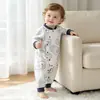 Mameleco de algodón puro para bebé recién nacido, de apertura lateral sin costuras, ropa para bebé Clase A de manga larga para primavera y otoño, pijama, traje para gatear