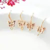 Gancho para oreja pequeño de mariposa de oro de 14 quilates de alta retención de color con colgante, accesorios y materiales para aretes hechos a mano DIY
