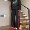 Pantalones de chándal anchos con estampado de letras retro americano y tres rayas para hombre y mujer, marca de moda, holgados, casual, deportivos, versátiles, largos