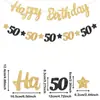 Banner de Aniversário Digital Preto Dourado de Cinco Estrelas Transfronteiriço Bandeira Feliz Aniversário Decoração de Festa