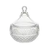 Caixa de joias moderna minimalista de vidro de cristal transparente com tampa, peça decorativa para mesa de centro de sala de estar, fruteira, casa modelo, vila