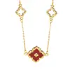 Tichia Foto Real de Collar de Trébol de Cuatro Hojas de la Suerte para Mujer, Plata de Ley S925, Collar Versátil de Esmalte de Lujo Ligero de Nicho con un Toque de Alta Gama