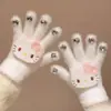 Guantes de Peluche de Gatito para Niñas, Nuevo Estilo de Invierno, Cálidos, Lindos, Separados por Dedos, Compatibles con Pantalla Táctil, Guantes Kt a Prueba de Viento