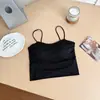 Sutiã camisola sem costura de seda gelada com costas nuas para mulheres, novo estilo primavera/verão, bojo fixo de peça única, top curto refrescante