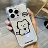 Aplicable a funda de teléfono Apple 17 transparente cuatro esquinas anticaída líneas simples gatito inglés iPhone 18 funda protectora