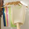 Chaleco de verano para mujer, con tirantes anchos en el hombro y diseño de tirantes de seda helada en el interior, camiseta sin mangas de punto