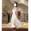 Vestido Blanco de Tirantes Estilo Suave para Mujer Nuevo Diseño de Nicho Falda Larga de Ballet Vestido de Noche para Banquete