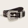 Moda europea y americana cinturón personalizado de diamantes de imitación con lentejuelas Cinturón ancho estilo ins para mujer jeans decorativos con sentido del diseño versátil