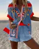 Estampado Digital Personalizado Europeo y Americano Transfronterizo Nuevo Conjunto Casual de Dos Piezas para Mujer Pod