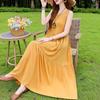 Vestido de Verano Algodón Seda Nuevo Ropa Exterior Estilo Joven Tirantes Falda de Playa para Mujer Sin Mangas Falda de Vacaciones Falda Larga Elegante