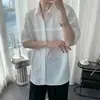 Camisa unisex de manga corta de color liso estilo Hong Kong, versión coreana, camisa casual simple y holgada de media manga, ropa de negocios para hombres