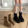 Botines retro de suela gruesa para aumentar la altura para mujer, nuevas botas Maillard para otoño e invierno 2026, botines de moda de caña corta para personas bajitas
