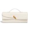 Procesamiento OEM de Comercio Exterior Bolso de Mujer Tejido a Mano Cuero Suave Hebilla Dorada de Mano Cruzado Bolso de Cena Bolso Acordeón Billetera Horizontal