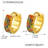 Mi Duo Duo Outono e Inverno Novo Brincos de Aço Inoxidável com Zircônia Gympani Donut Brincos com Banho PVD Ouro 18K Verdadeiro Temperamento