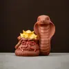 Pet de Chá de Argila Roxa Ornamento do Zodíaco do Ano da Cobra, Pode Ser Usado para Criar um Sapo Dourado Atrator de Riqueza, Brinquedo de Chá, Decoração de Mesa de Chá, Acessório para Cerimônia do Chá