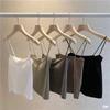 Camisola de Color Sólido 1806 para Mujer con Almohadilla Fija en el Pecho, Top Exterior, Tirante Fino Inalámbrico, Top Tubo Largo y Fino