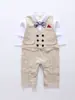 Macacão de manga comprida para meninos, primavera e outono, direto da fábrica, roupa formal de cavalheiro para crianças, macacão de peça única para bebês
