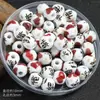 Abalorios de cerámica azul y blanco con agujero grande, aplique, abalorios sueltos de 10 mm, hechos a mano para DIY, joyería pequeña, abalorios de porcelana, material tejido a mano, venta al por mayor