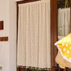 Media Cortina Estilo Japonés con Margaritas Pequeñas, Cortina Divisoria para Cocina y Dormitorio, Cortina Cubre Gabinete, Uso Doméstico, Cortina de Tela tipo Puerta sin Taladro