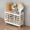 Caja de almacenamiento para palillos estante de cocina, no requiere instalación, portapalillos doméstico integrado de montaje en pared, estante para utensilios con drenaje