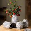 Antigo gelo rachadura azul e branco porcelana vaso de cerâmica novo estilo chinês casa sala de estar decoração de mesa arranjo de flores flores secas